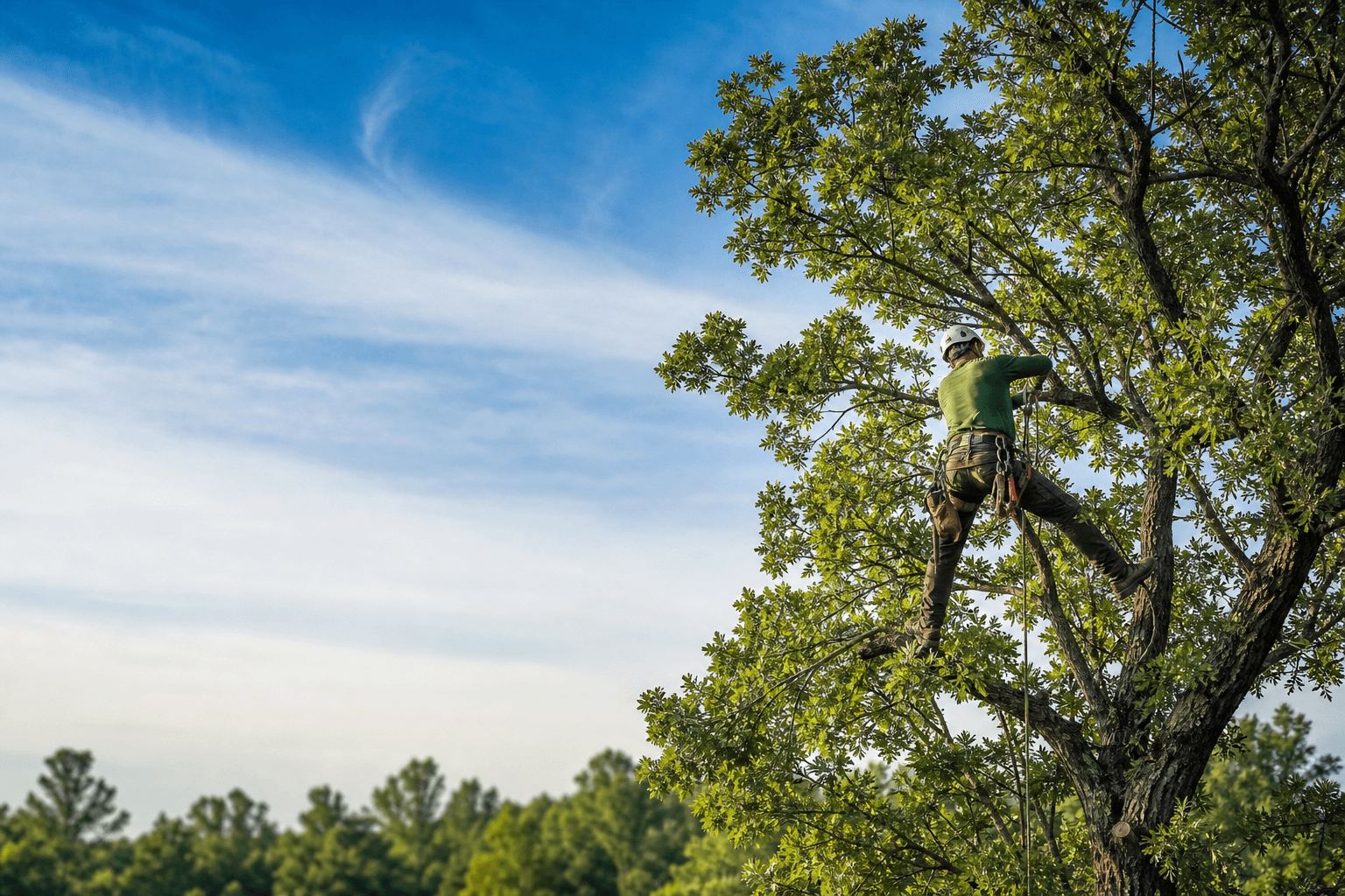 Crown cleaning illustration showing deadwood removal from a tree canopy