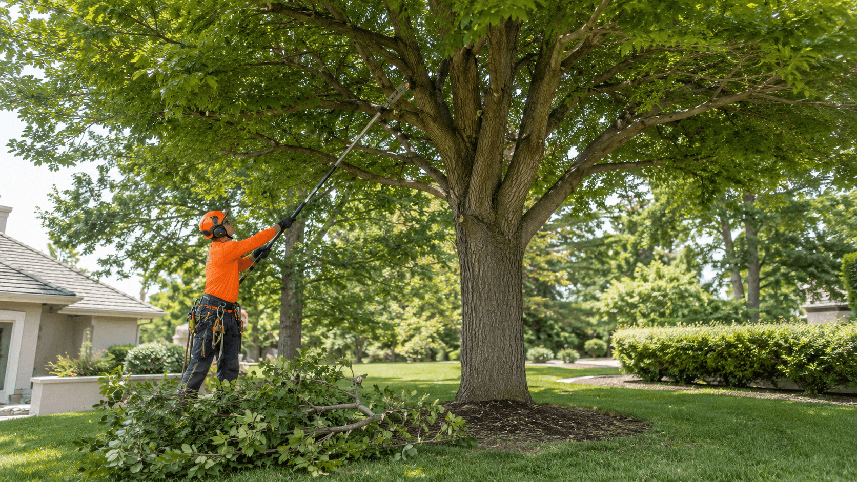 Crown raising illustration showing lower branches lifted for clearance